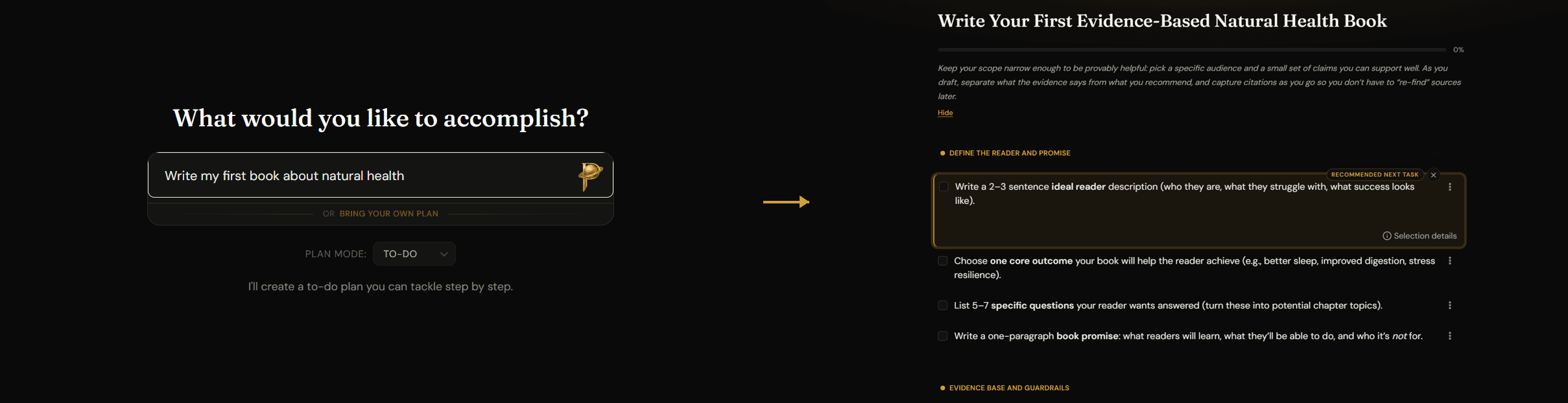 Goal in, structured plan out